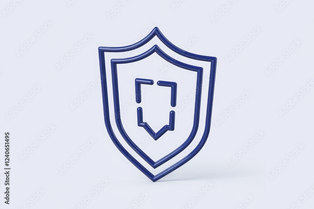 Poster a 3d rendering of a blue shield icon, symbolizing security and protection.