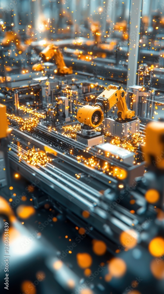 Poster enhancing production efficiency through robotics and automation in a high-tech manufacturing facilit