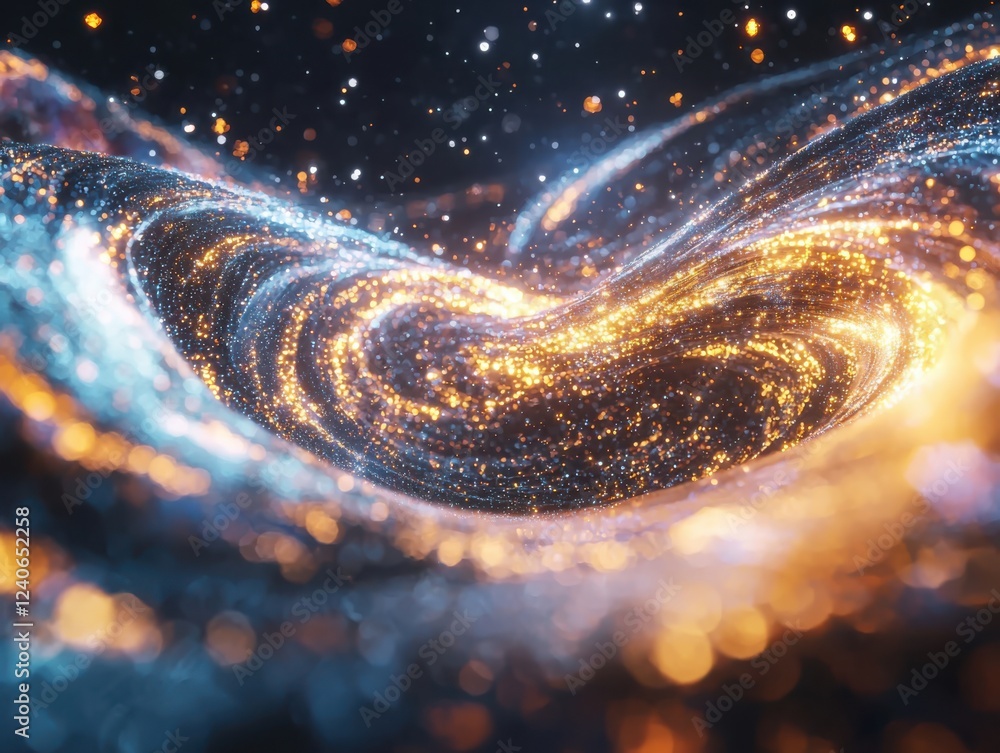Poster dynamic flow of digital data abstract space visual representation cosmic environment vibrant viewpoi