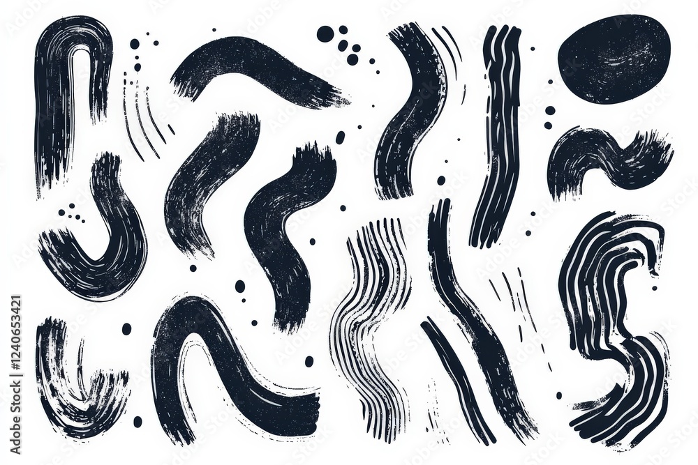 Fototapete Abstract black and white brush strokes create dynamic patterns and textures suitable for design and art projects