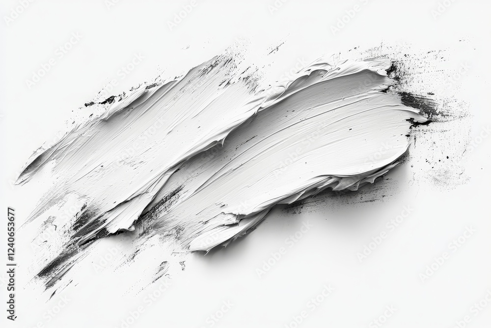 Aufkleber textured white paint strokes creating an abstract artwork with black accents on canvas surface