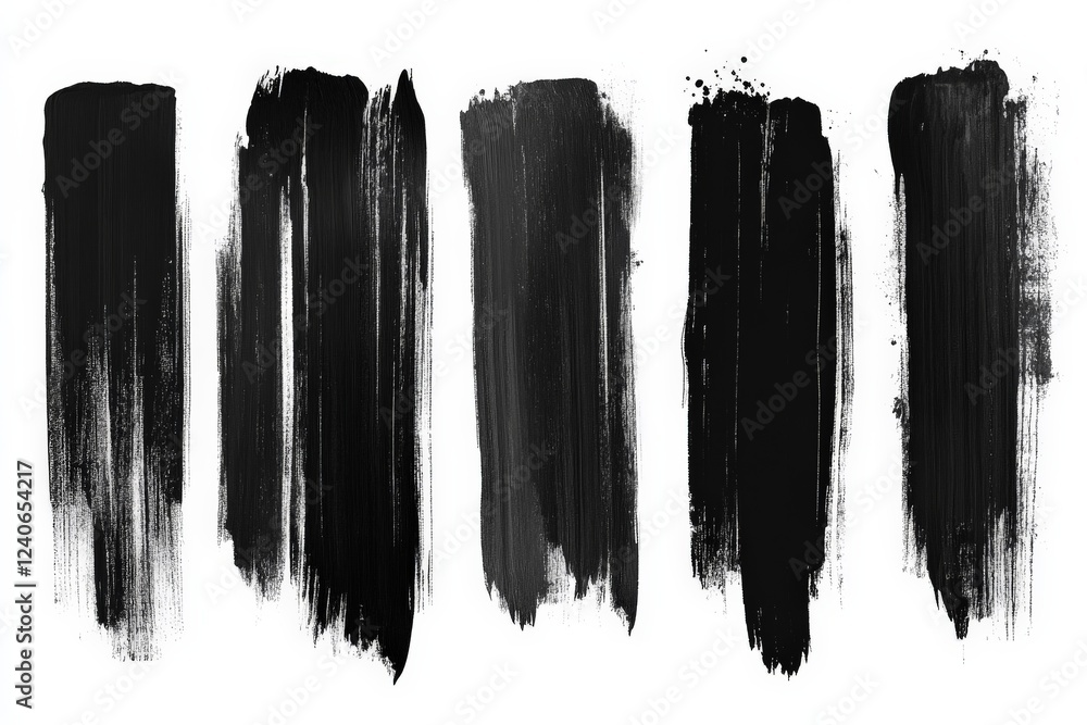 Aufkleber Black brush strokes arranged in varying widths create a striking and artistic display on a white background