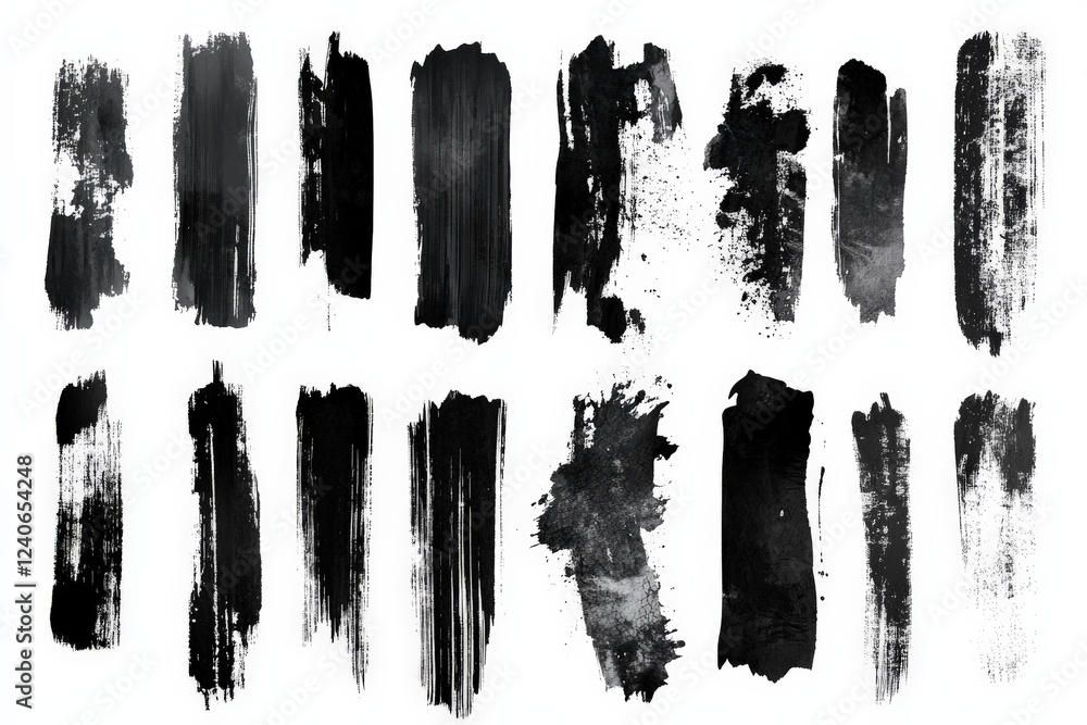 Aufkleber black brushstroke textures in varying widths and styles for artistic design and creativity purposes