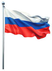 Fototapeta premium PNG Waving Russia flag on a flagpole russia waving white.