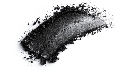 Fototapeta premium Smoky eye shadow smear in a mix of black, gray, and silver tones, isolated on white