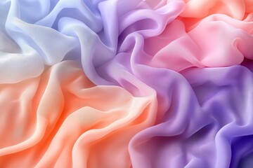Obraz premium Soft, flowing fabric with gradient colors showcasing pastel shades of orange, pink and purple in an abstract arrangement