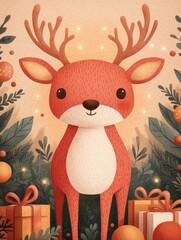 reindeer with christmas tree