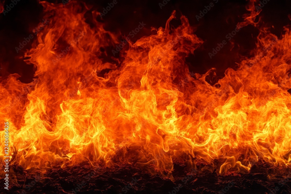 Poster intense flames dance fiercely in a dark setting creating a mesmerizing display of heat and energy