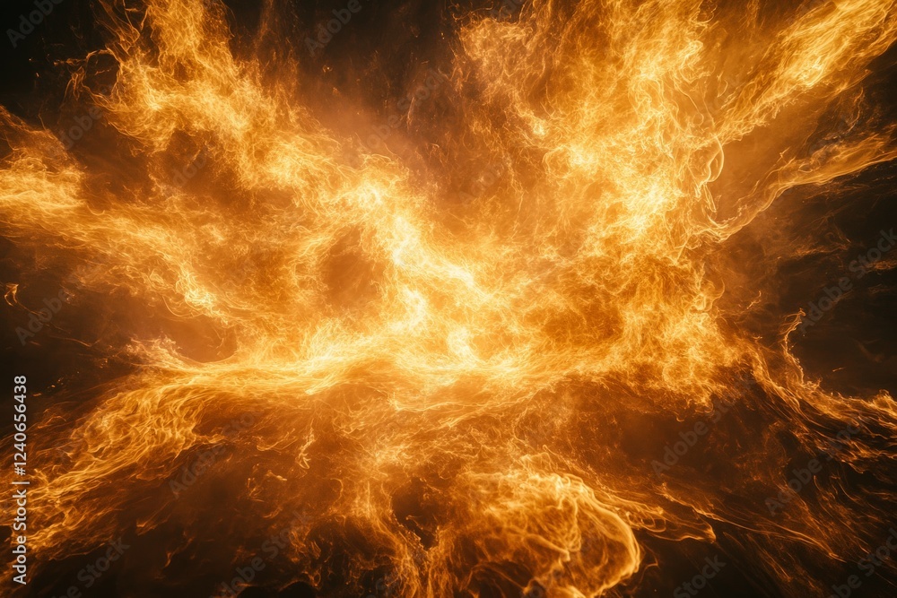 Aufkleber dynamic burst of flames creating a mesmerizing display of fire and light in a dark environment