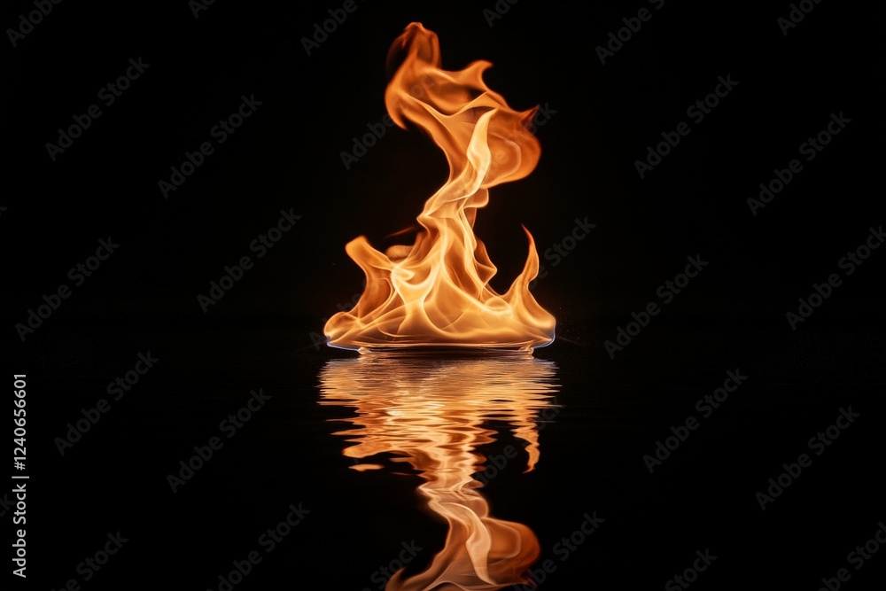 Leinwandbilder flames dancing above a reflective surface create an elegant display of light and motion