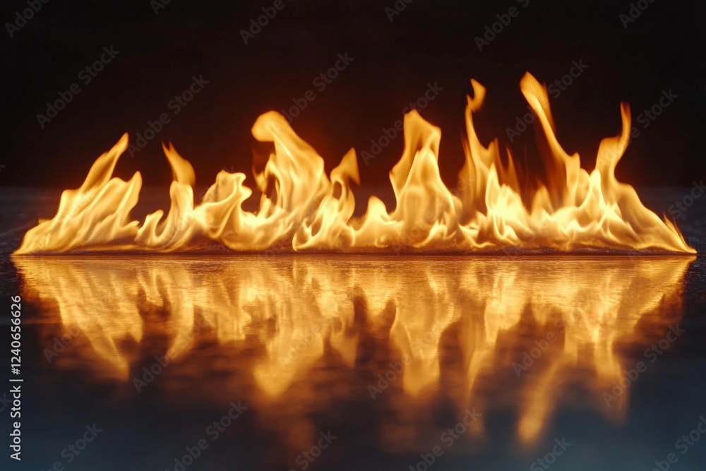 Aufkleber flames dancing in the dark with mirror-like reflections creating an eerie atmosphere