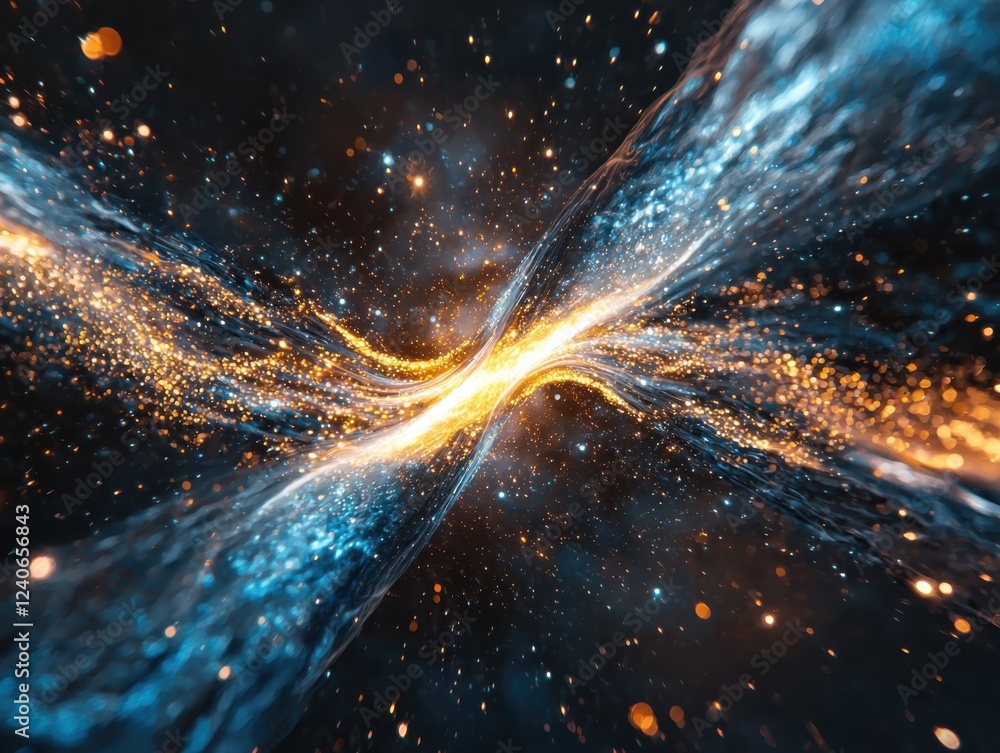 Poster dynamic flow of digital data streams in abstract space colorful visualization cosmic environment imm