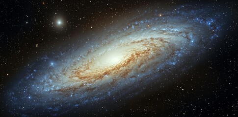 Fototapeta premium The Milky Way galaxy, filled with stars and cosmic dust, is clearly visible in the universe.