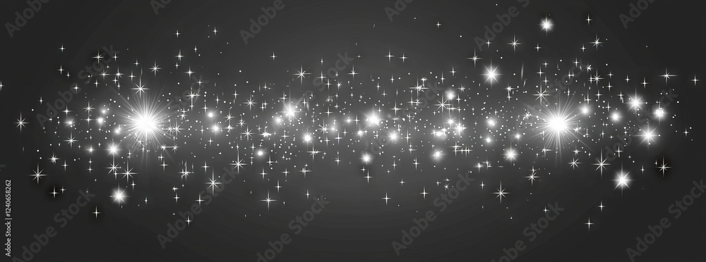 Poster an array of shining stars on a transparent backdrop, featuring a luminous effect for a christmas the