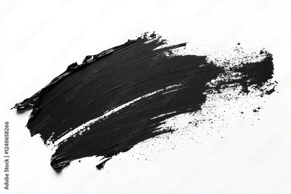 Poster black acrylic paint spread across a white canvas showcasing texture and depth in artistic expression