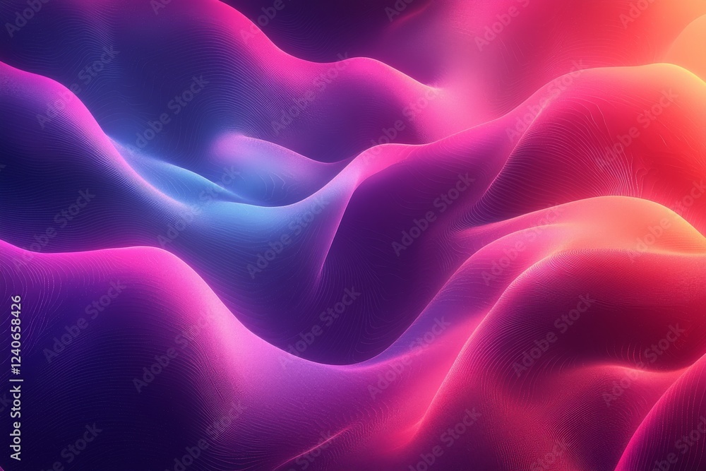 Poster abstract neon geometric lines design element with a colorful horizontal striped background. 3d illus