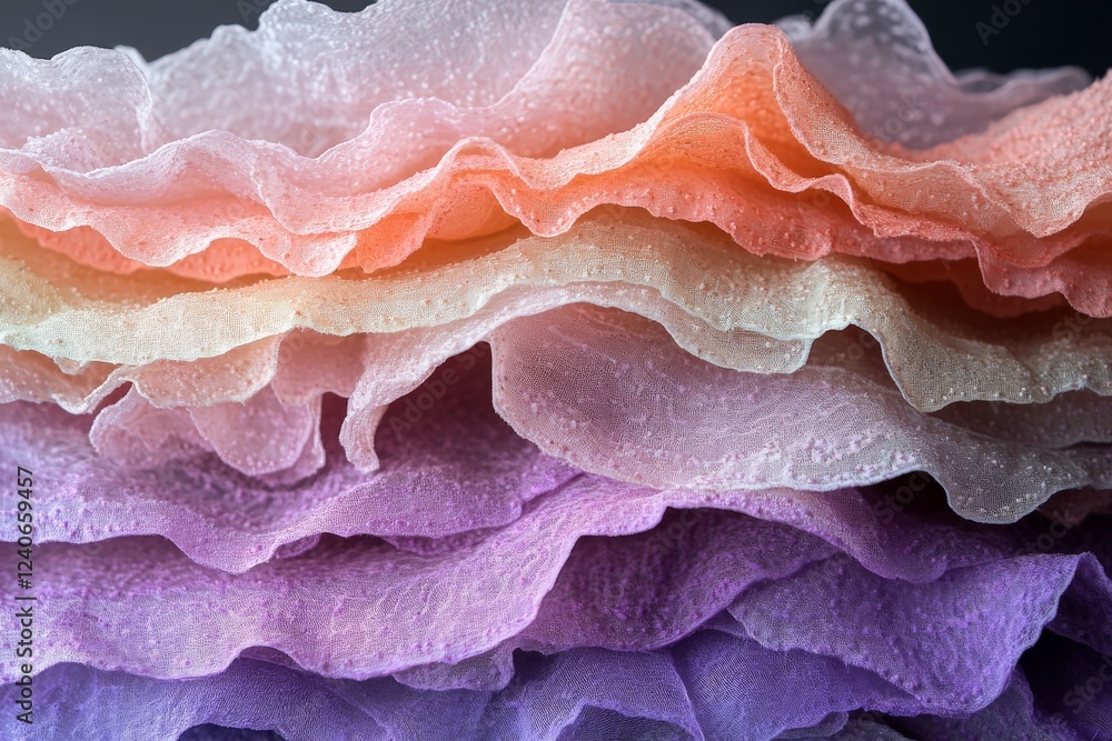 Aufkleber Textured fabric layers in soft pastel colors showcasing delicate craftsmanship and design elements in a studio setting