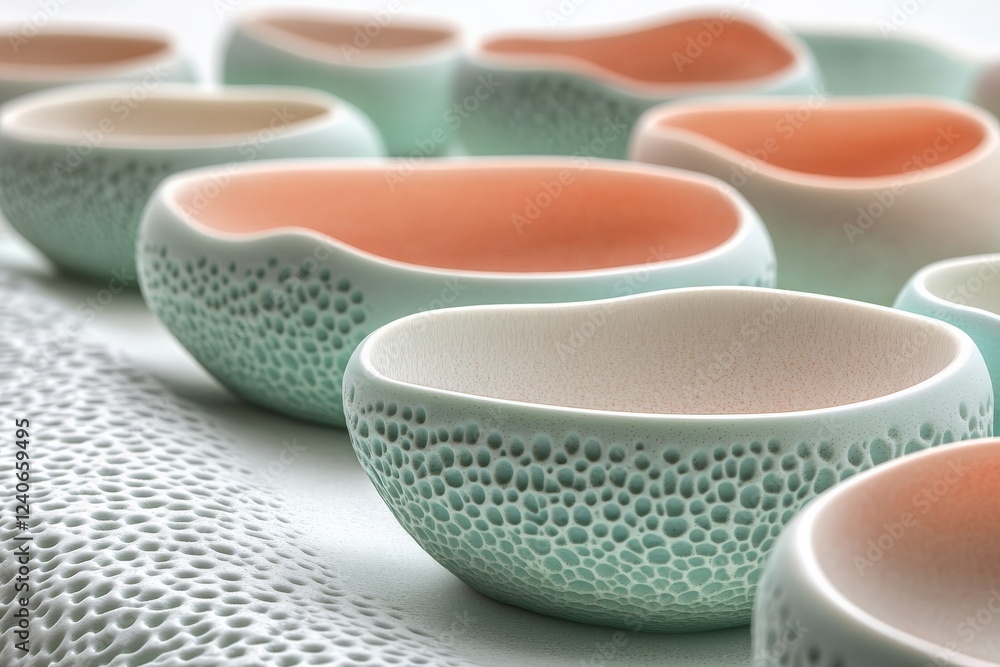Aufkleber unique ceramic bowls displayed on a textured surface showcasing artistic craftsmanship and design de