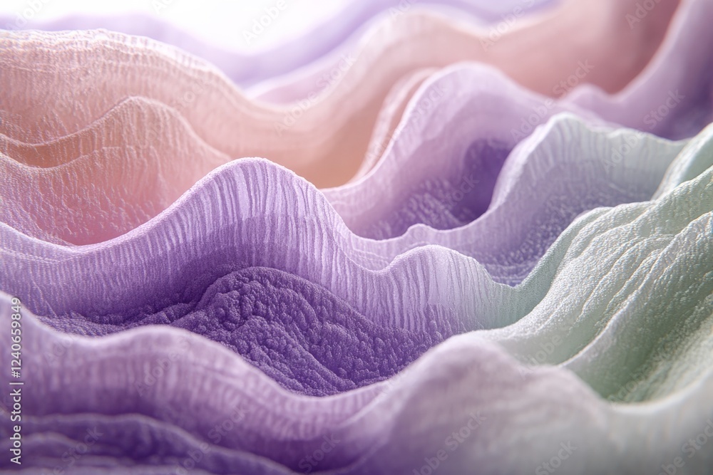 Poster textured fabric creating soft waves in pastel colors with a dreamy, ethereal quality perfect for art