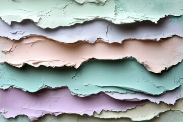 Obraz premium Colorful layered paint texture creates an abstract art piece showcasing soft pastel tones and wavy patterns