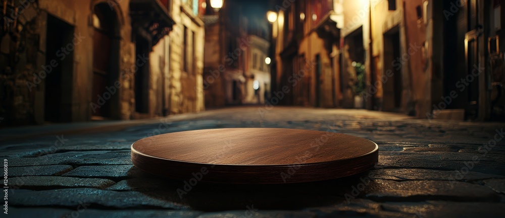 Aufkleber copy a space image featuring a wooden table with a blurred background of a restaurant to create a to