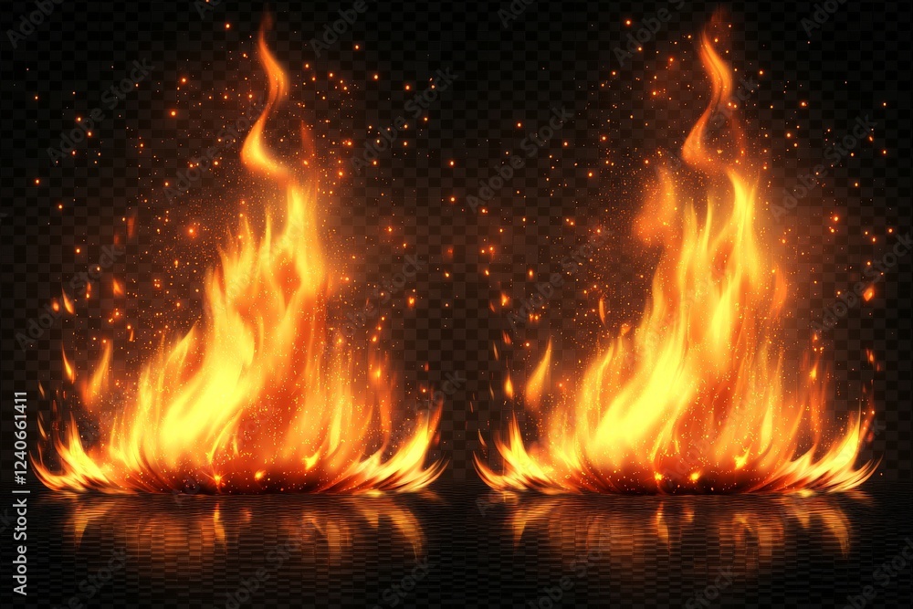 Aufkleber Dynamic flames dancing in dark background creating a vivid and intense atmosphere