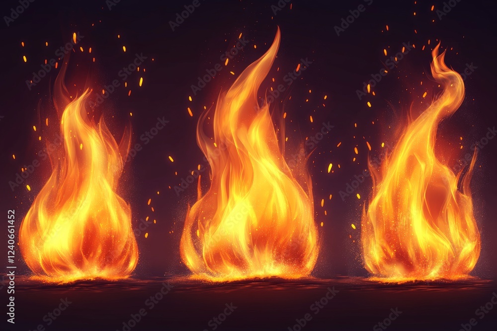 Aufkleber vibrant flames dancing in a dark atmosphere creating a mesmerizing and dynamic visual display