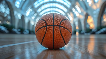 A basketball ball sitting on a firm surface, ideal for sports and leisure scenarios