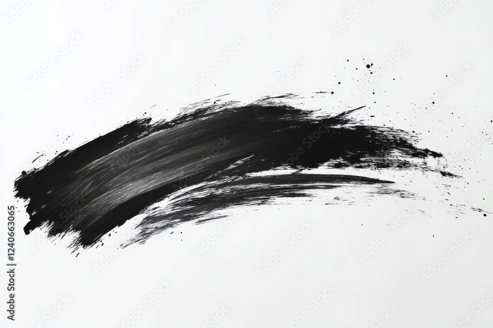 Poster black paint brush stroke on white background creating an artistic design