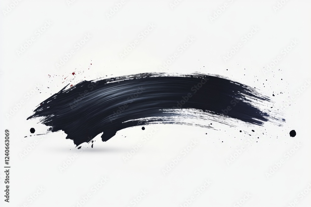 Aufkleber abstract black brushstroke with splashes on a white background showcasing artistic expression and cr