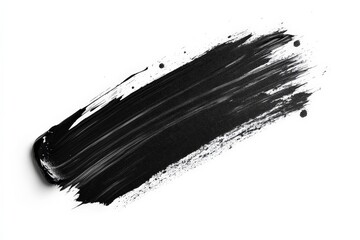 Black paint brush stroke on white surface showcasing creativity and artistry in abstract design