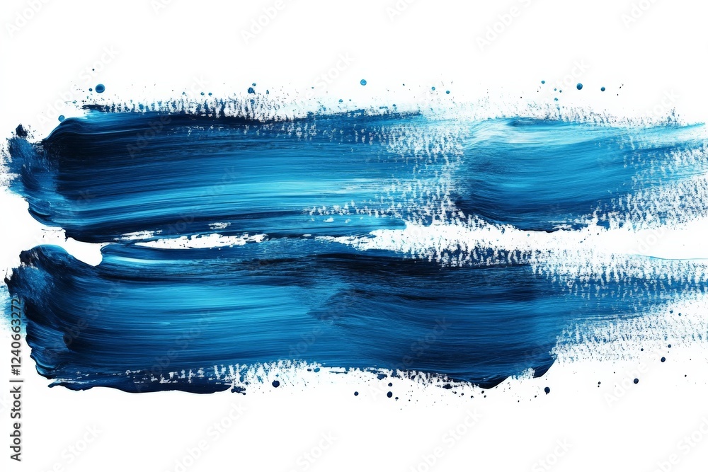 Aufkleber Bright blue brush strokes create a dynamic texture on a white background for artistic expression and creativity