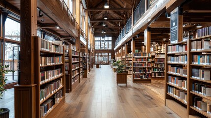Fototapeta premium Exploring nostalgia in an old-fashioned bookstore cozy reading corners wooden shelves leatherbound books inviting atmosphere
