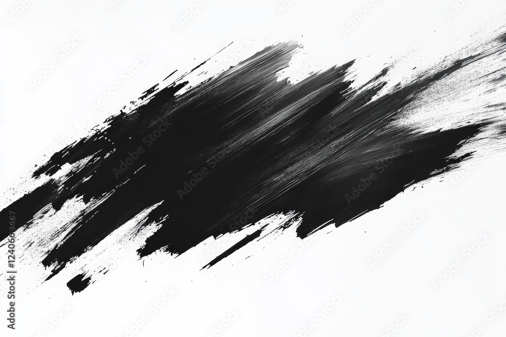 Poster Bold black brushstroke on white canvas creating a striking contrast for artistic expression