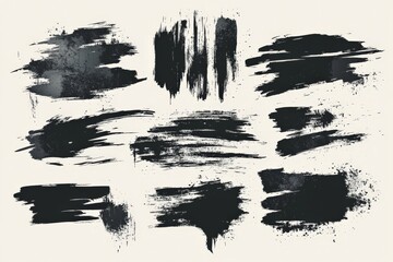 Fototapeta premium Creative black paint strokes arranged on a soft background showcasing artistic expression and texture