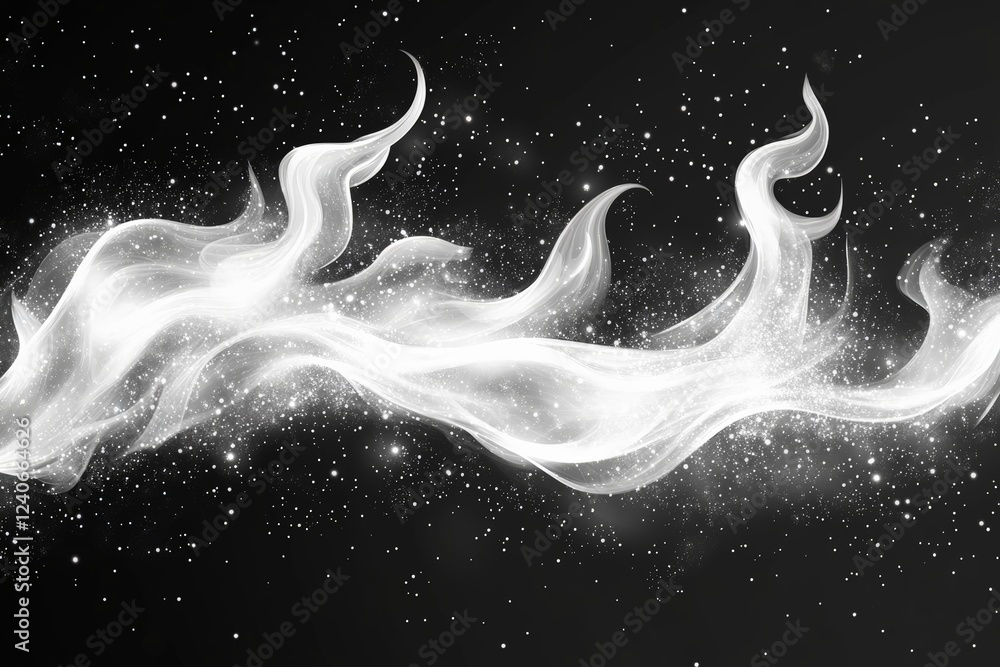 Poster Abstract swirling patterns of light and shadow against a dark cosmic background create a sense of ethereal beauty in space