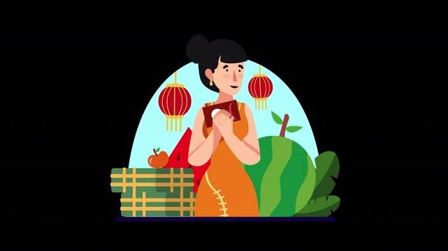 Engaging flat 2D character animation scene depicting the festive spirit and customs of Tiet Viet Day, great for cultural diversity programs, community outreach, or cultural awareness campaigns.