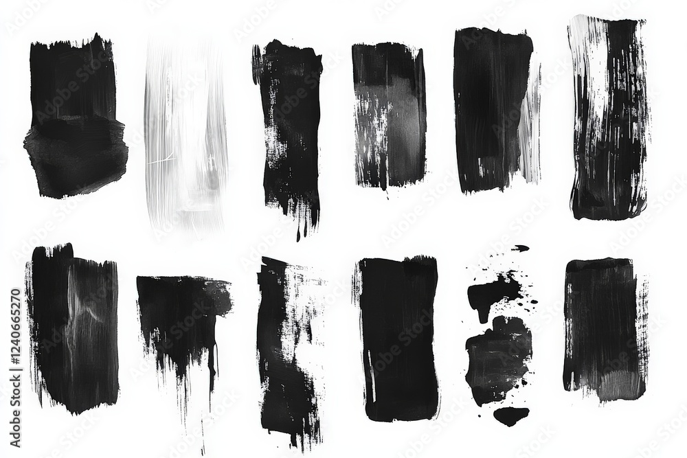 Leinwandbilder exploration of black and white brush strokes creating abstract textures and patterns for artistic ex