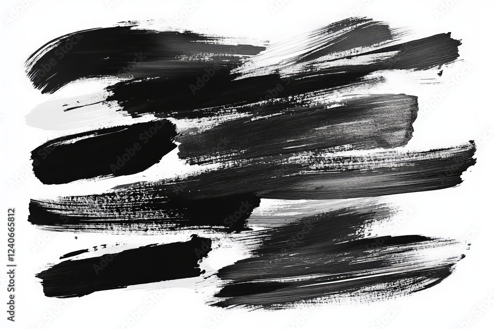 Aufkleber Abstract black and white brush strokes creating a dynamic texture on a canvas in a modern art style