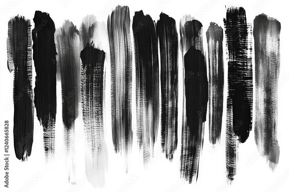 Poster strokes of black and white paint create an abstract art design on a blank canvas