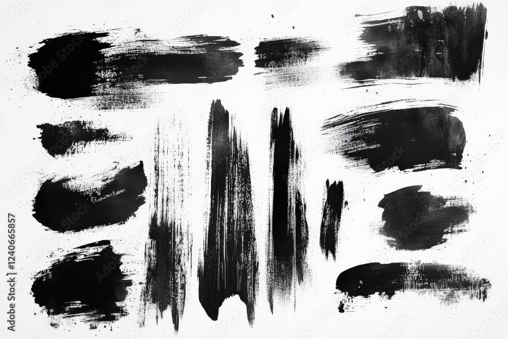 Aufkleber creative exploration of black paint strokes on canvas for artistic expression and design