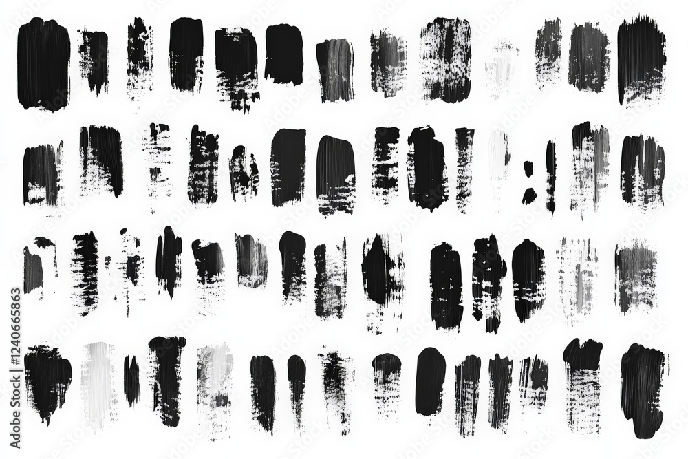 Aufkleber various black and white brush strokes arranged in a grid pattern for artistic design