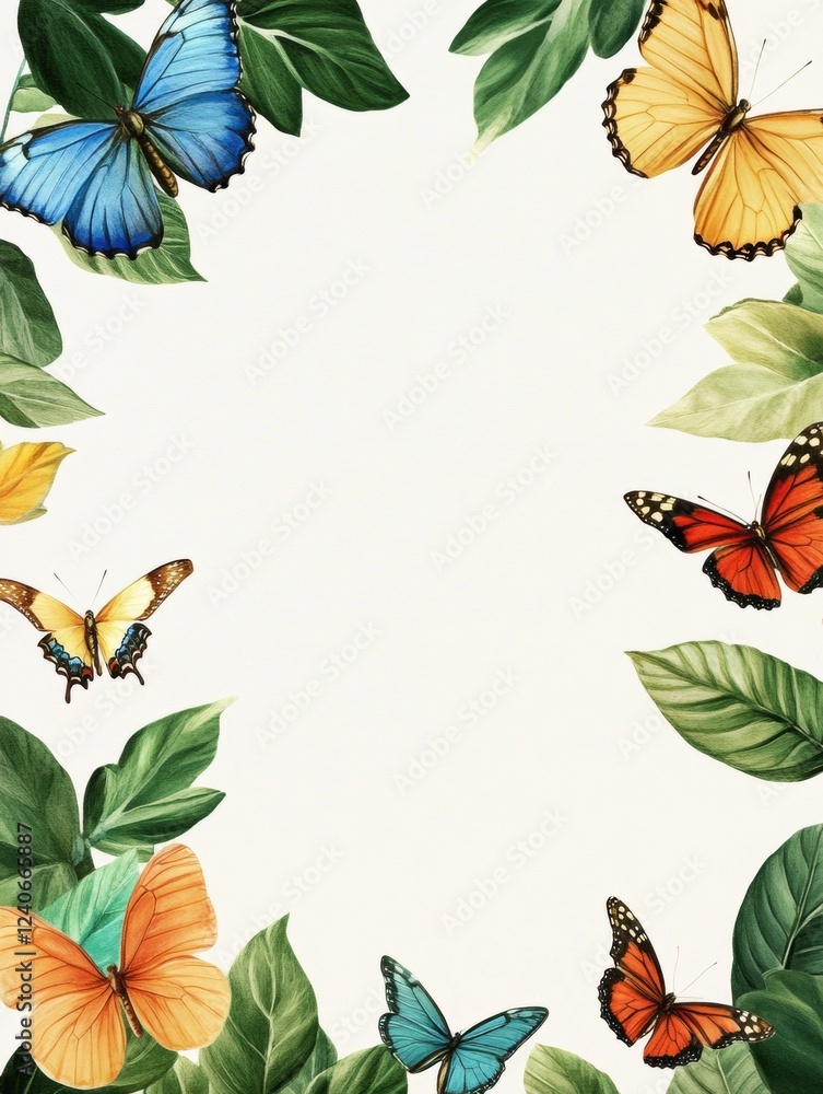 Leinwandbilder colorful butterflies surrounded by green foliage create an inviting space for personal messages and 