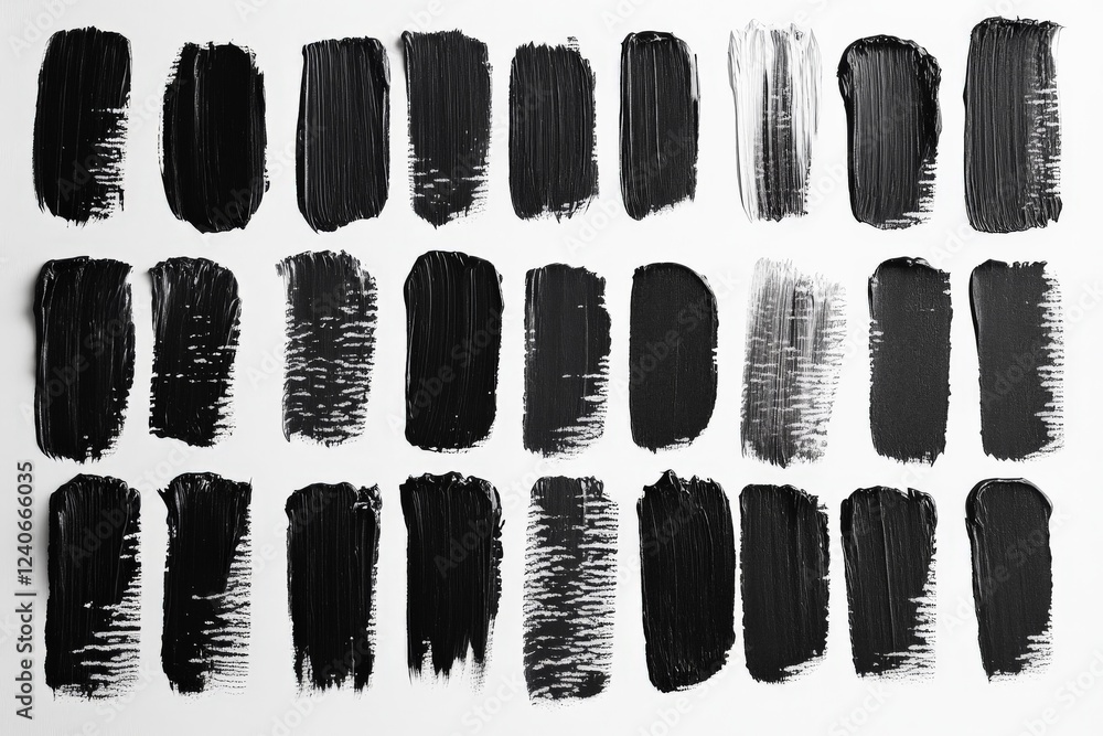 Poster Exploration of texture and techniques using black paint on canvas in an artistic workspace
