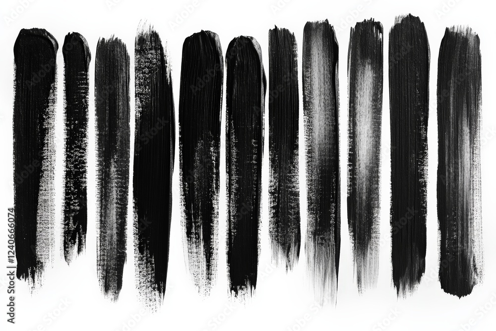 Aufkleber various strokes of black and white paint applied in artistic patterns on a white canvas