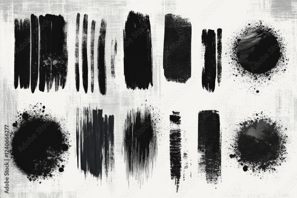 Aufkleber abstract black and white brush strokes create dynamic textures and contrasts