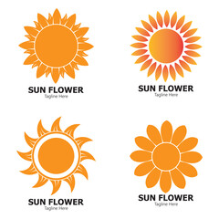 sunflower set vector logo design concept template