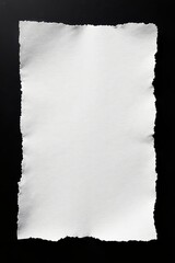 Single white paper shard, ragged edges, dark background, weathered, backdrop, black