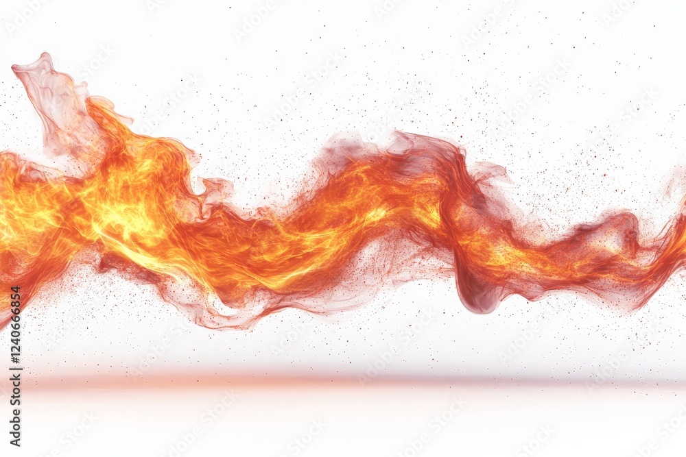 Poster bright flames dance and twist against a white background, creating mesmerizing patterns of fire and 
