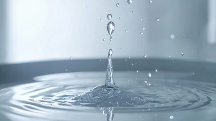 Close-Up of Water Drop Splashing on Calm Surface Creating Ripples